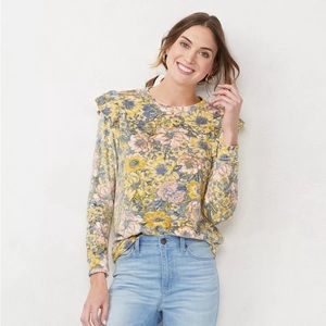 LC Lauren Conrad Ruffle Shoulder Sweatshirt cottagecore